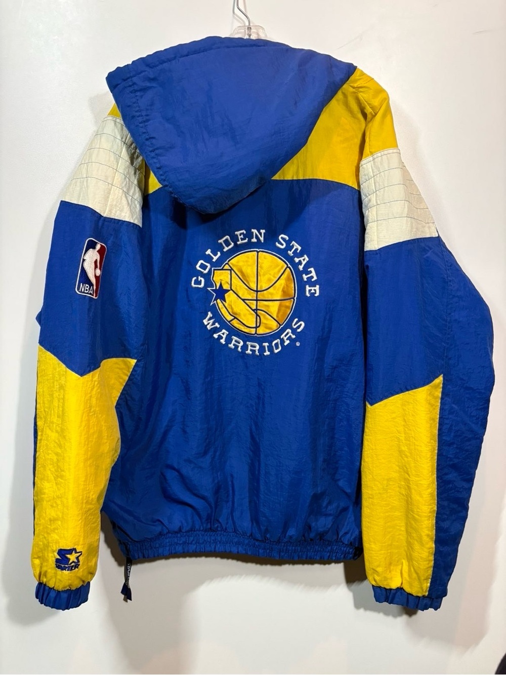 Vintage 90s STARTER Golden State Warriors  Hooded Anorak Puffer Jacket